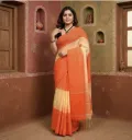 Handloom Ikkat 3D Cotton Saree: Classic Checks