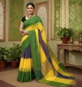 Handloom Ikkat 3D Cotton Saree: Sunshine & Forest