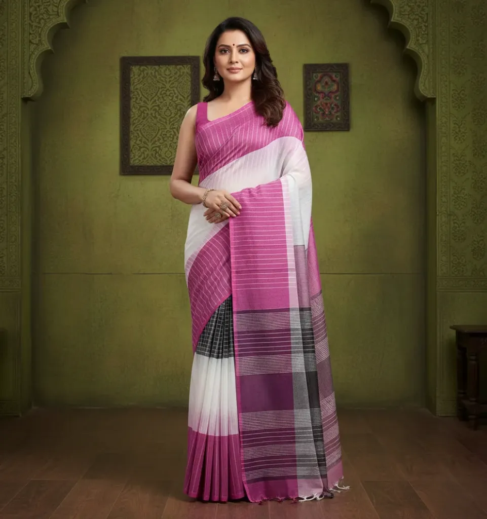 Handloom Ikkat 3D Handloom Cotton Saree