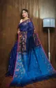 Handloom Cotton Silk Derpari Saree - Midnight Blue
