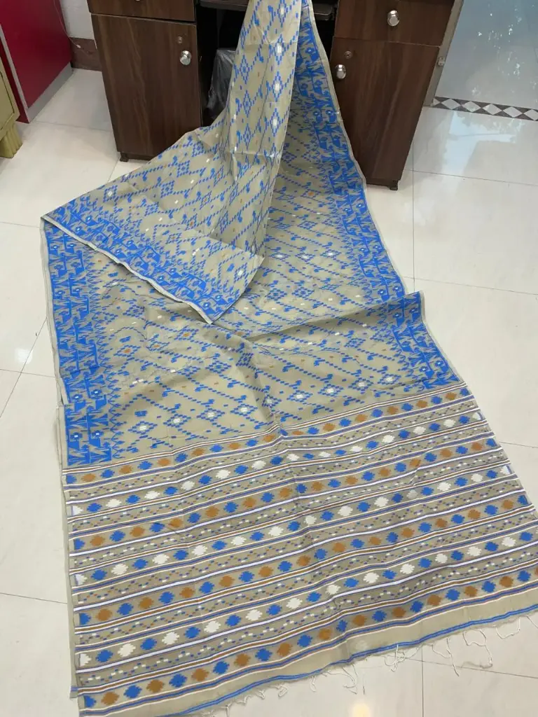 [Saree-BDJBLU-055] Bangladeshi Dhakai Jamdani (Royal Blue)