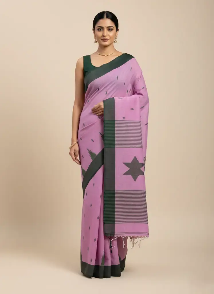 [Saree-PCTSPNK-084] Pure Cotton Saree (Pink)