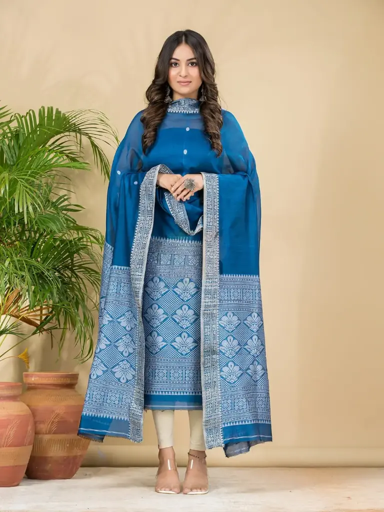 [Suit-DBCMBLU-127] Damini Balu Churi Mull Cotton Suits (Blue)