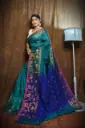 Handloom Derpari Saree - Peacock Blue