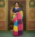 Handloom Ikkat 3D Cotton Saree: Multicolored Magic