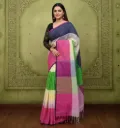 Handloom Ikkat 3D Cotton Saree: Festive Spectrum